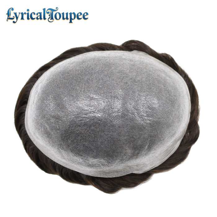 Lyrical Toupee US Stock Pro-Grade Thin Skin Mens Hairpiece 0.06MM V-Looped Natural Hair Toupee for Men