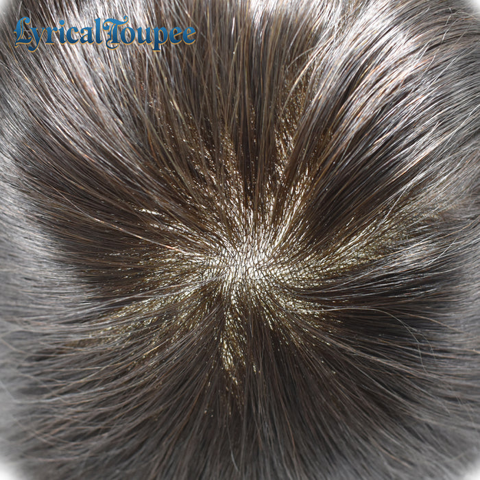 Lyrical Toupee US Stock Pro-Grade Thin Skin Mens Hairpiece 0.06MM V-Looped Natural Hair Toupee for Men