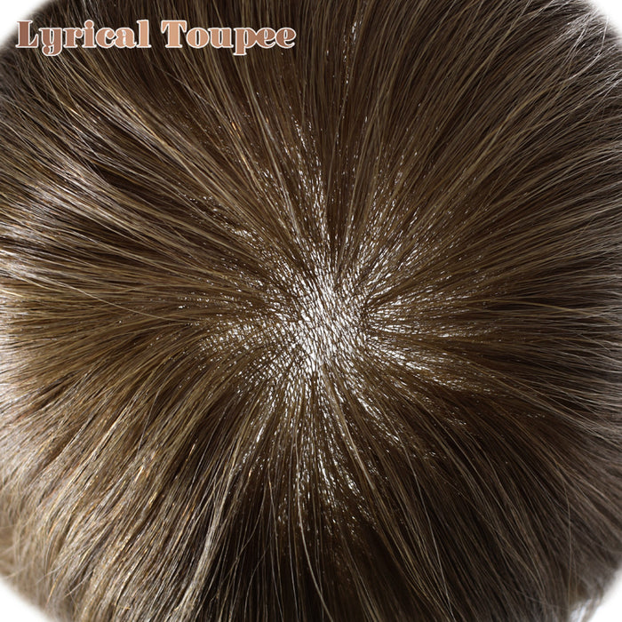 LYRICAL TOUPEE US Stock 0.08mm Thickness Natural& Durable Thin Skin Hair System For Men V-Looped Knots Mens Hairpieces Natural Hairline  Toupee for Men