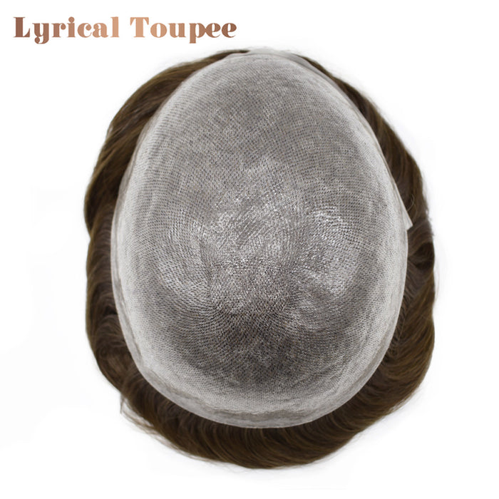 LYRICAL TOUPEE US Stock 0.08mm Thickness Natural& Durable Thin Skin Hair System For Men V-Looped Knots Mens Hairpieces Natural Hairline  Toupee for Men