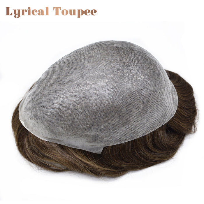 LYRICAL TOUPEE US Stock 0.08mm Thickness Natural& Durable Thin Skin Hair System For Men V-Looped Knots Mens Hairpieces Natural Hairline  Toupee for Men