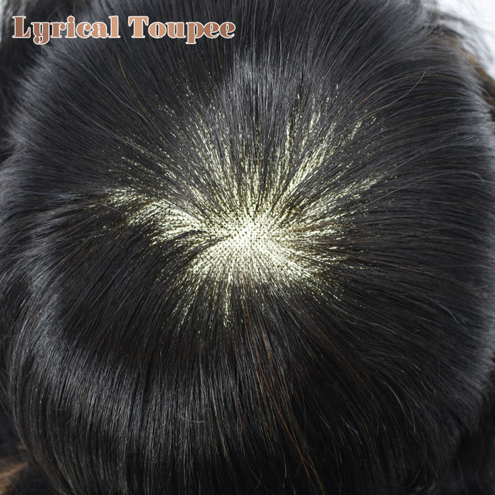 LYRICAL TOUPEE US STOCK Fine Mono Mens Hair Pieces French Lace Front Men Toupee Poly Skin Hair Replacement System for Men