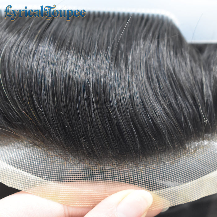 LYRICAL TOUPEE US Stock Fine Mono Hair System for Men PU Coated Perimeter 1/4ft Welded Mono Lace Front Mens Hairpieces
