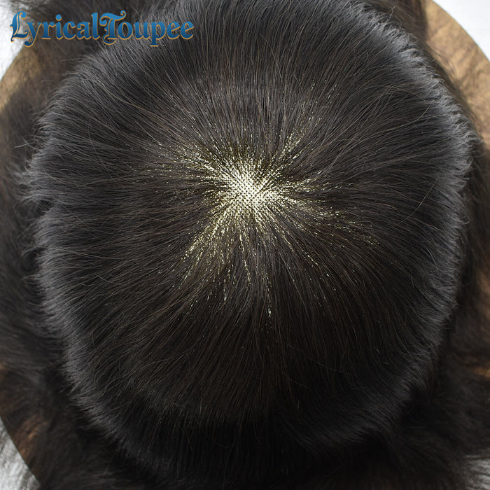 LYRICAL TOUPEE US Stock Fine Mono Hair System for Men PU Coated Perimeter 1/4ft Welded Mono Lace Front Mens Hairpieces