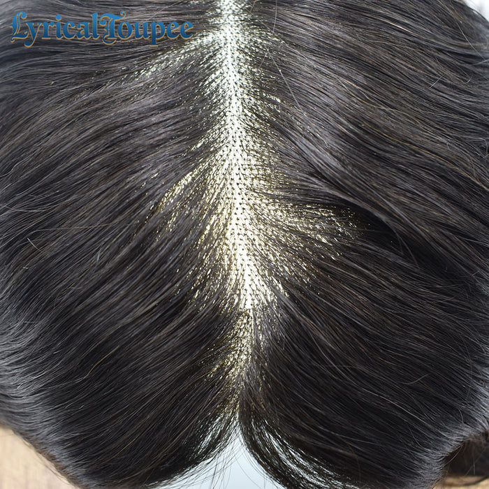 LYRICAL TOUPEE US Stock Fine Mono Hair System for Men PU Coated Perimeter 1/4ft Welded Mono Lace Front Mens Hairpieces