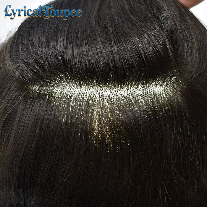 LYRICAL TOUPEE US Stock Fine Mono Hair System for Men PU Coated Perimeter 1/4ft Welded Mono Lace Front Mens Hairpieces
