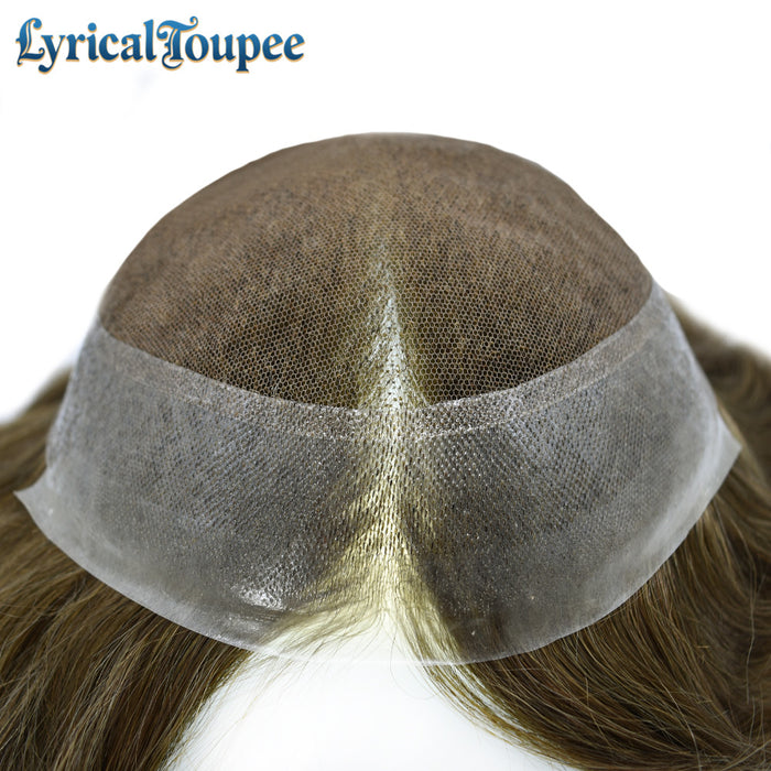 LYRICAL TOUPEE US Stock Human Hairpiece French Lace Mens Toupee Poly Skin Around Mens Hair System
