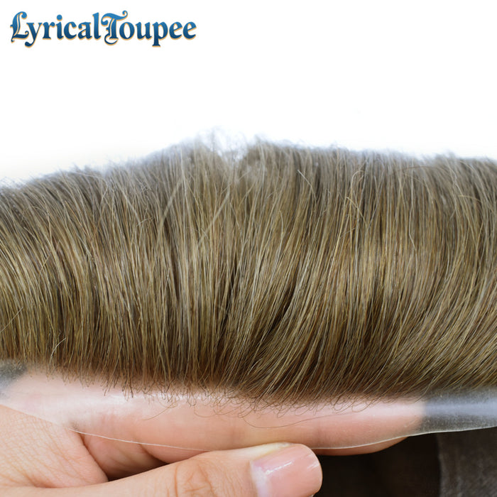 LYRICAL TOUPEE US Stock Human Hairpiece French Lace Mens Toupee Poly Skin Around Mens Hair System