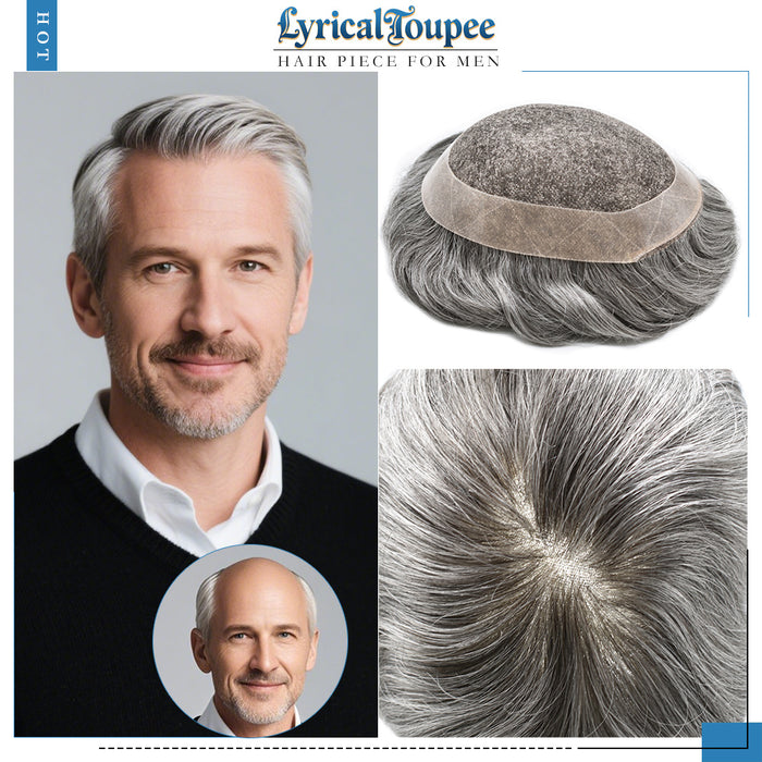 LYRICAL TOUPEE US Stock French Lace Hair System for Men PU Coated Mens Hairpiece Center Lace Human Toupee for Men