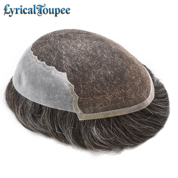 LYRICAL TOUPEE US Stock French Lace With PU Hair System For Men Natural Hairline Bleached  Knots Toupee for Men