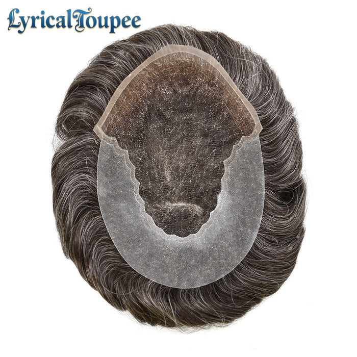 LYRICAL TOUPEE US Stock French Lace With PU Hair System For Men Natural Hairline Bleached  Knots Toupee for Men