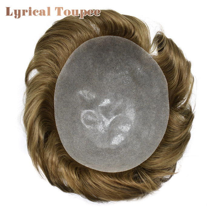 LYRICAL TOUPEE US Stock US Stock 0.10mm Thickness Durable Skin Hair System For Men 100% Hand Tied Woven Toupee for Men
