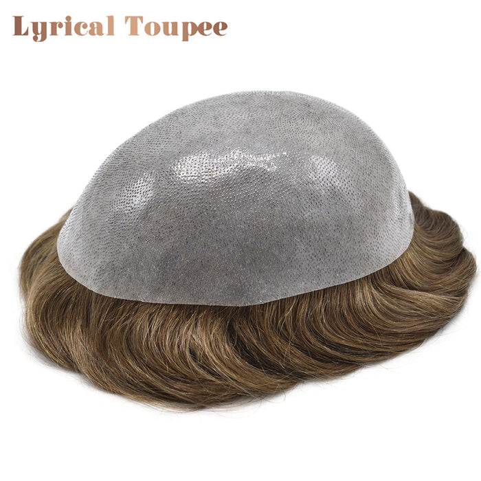 LYRICAL TOUPEE US Stock US Stock 0.10mm Thickness Durable Skin Hair System For Men 100% Hand Tied Woven Toupee for Men