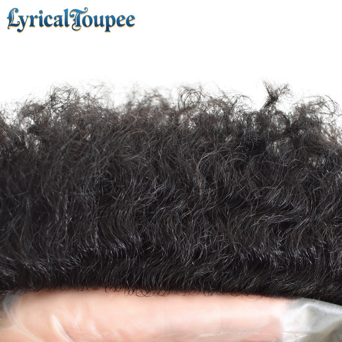 LYRICAL TOUPEE US Stock Hair Units for Black Men Thin Skin African American Men Full Poly Afro Curly Wave Mens Hairpieces