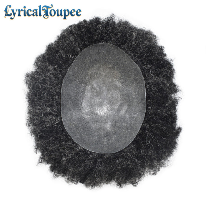 LYRICAL TOUPEE US Stock Hair Units for Black Men Thin Skin African American Men Full Poly Afro Curly Wave Mens Hairpieces
