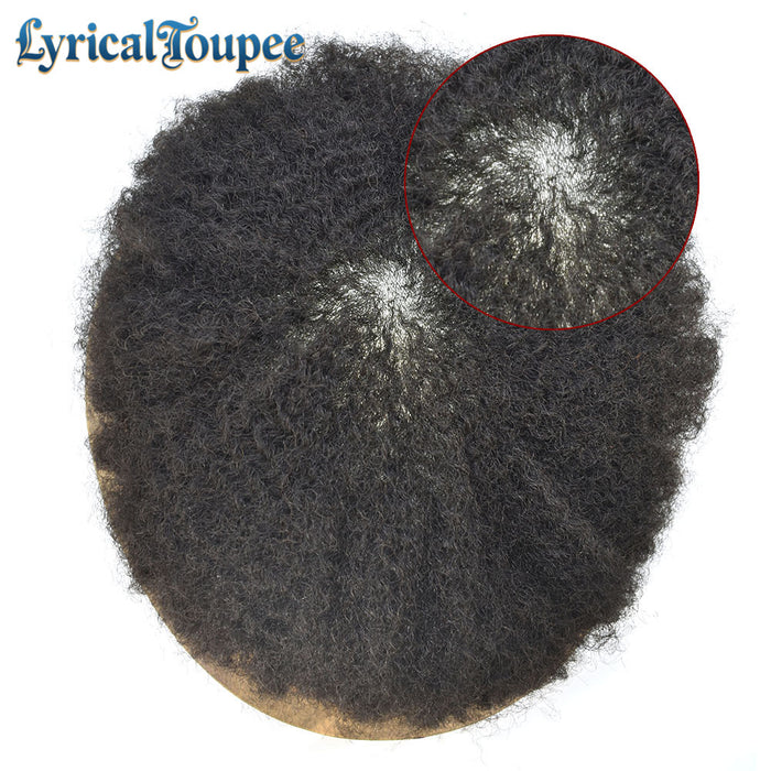 LYRICAL TOUPEE US Stock Kinky Curly Afro Mens Toupee 0.03-0.06mm Thickness PU  Hair Unit For Black Men