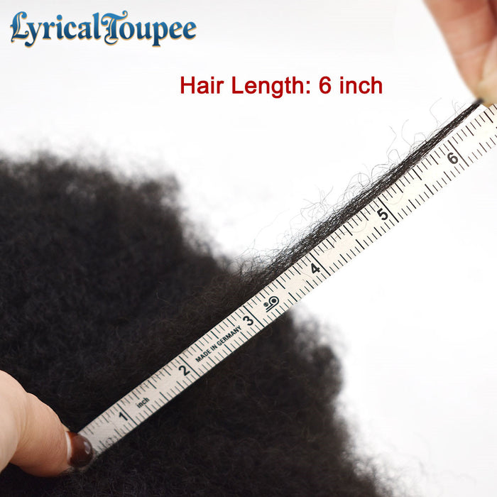LYRICAL TOUPEE US Stock Kinky Curly Afro Mens Toupee 0.03-0.06mm Thickness PU  Hair Unit For Black Men