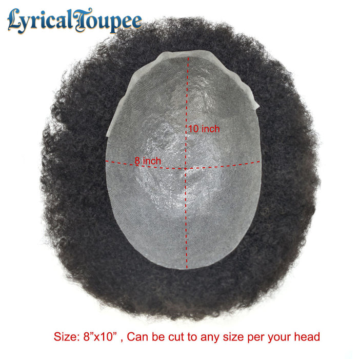 LYRICAL TOUPEE US Stock Kinky Curly Afro Mens Toupee 0.03-0.06mm Thickness PU  Hair Unit For Black Men
