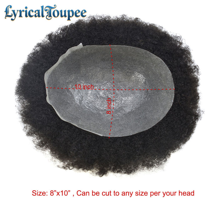 LYRICAL TOUPEE US Stock Kinky Curly Afro Mens Toupee 0.03-0.06mm Thickness PU  Hair Unit For Black Men