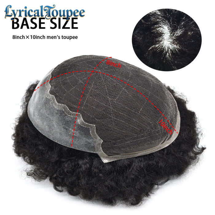 LYRICAL TOUPEE US STOCK Afro Curly French Lace Front Hairpiece for Black Men Weave Hair Unit