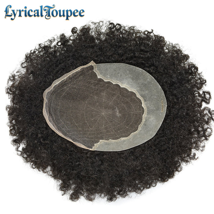 LYRICAL TOUPEE US STOCK Afro Curly French Lace Front Hairpiece for Black Men Weave Hair Unit