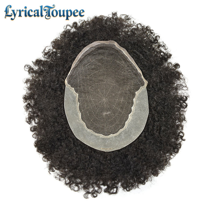 LYRICAL TOUPEE US STOCK Afro Curly French Lace Front Hairpiece for Black Men Weave Hair Unit