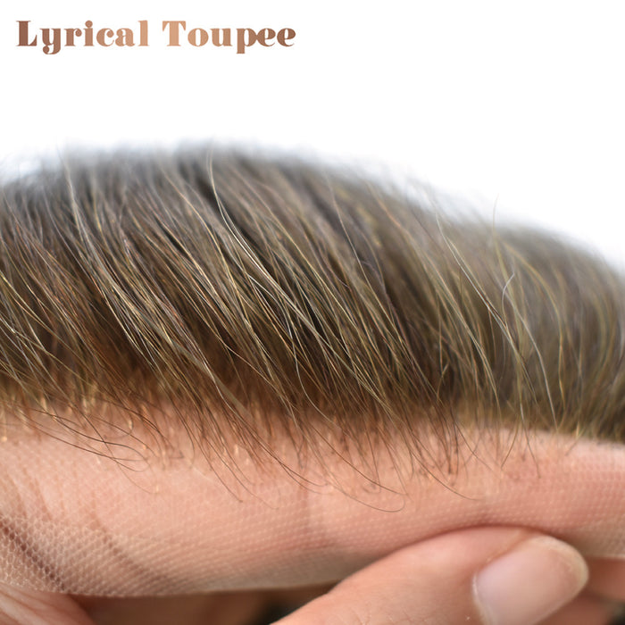 LYRICAL TOUPEE US Stock French Lace Front Mens Toupee Breathable Human Hairpiece