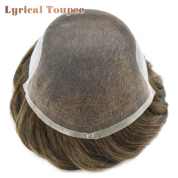 LYRICAL TOUPEE US Stock French Lace Front Mens Toupee Breathable Human Hairpiece