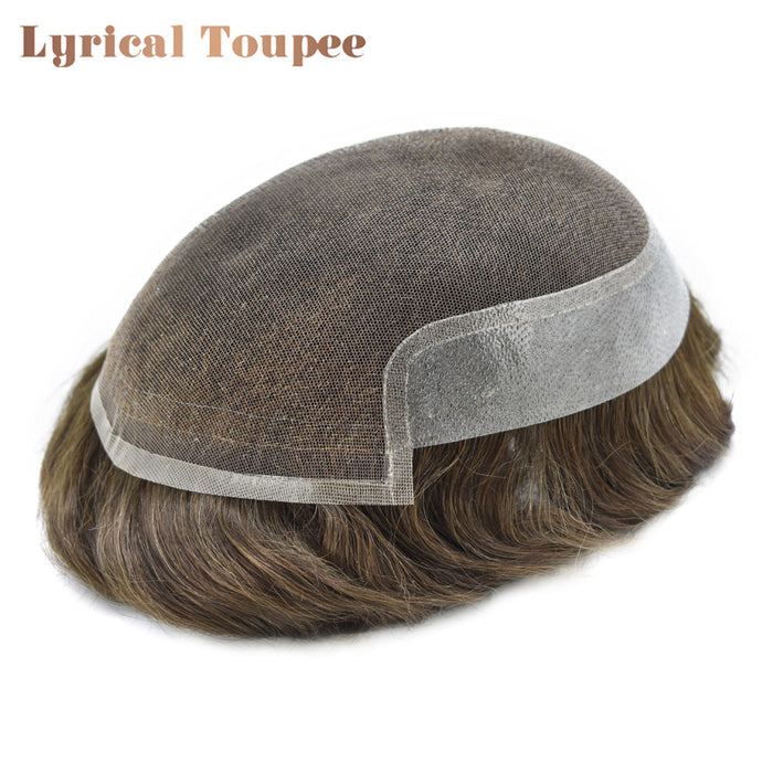 LYRICAL TOUPEE US Stock French Lace Front Mens Toupee Breathable Human Hairpiece
