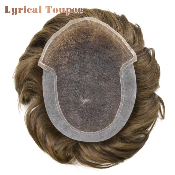 LYRICAL TOUPEE US Stock French Lace Front Mens Toupee Breathable Human Hairpiece