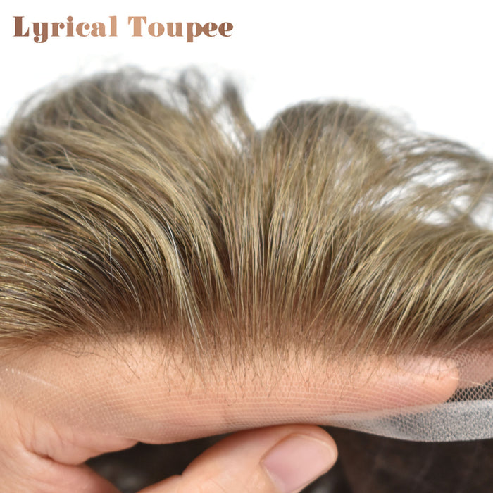 LYRICAL TOUPEE US Stock Full French Lace Toupee for Men Hair System Bleached Knots Natural Hairline Mens Hair Piece