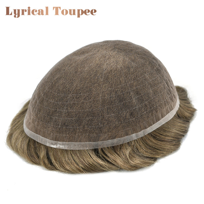 LYRICAL TOUPEE US Stock Full French Lace Toupee for Men Hair System Bleached Knots Natural Hairline Mens Hair Piece