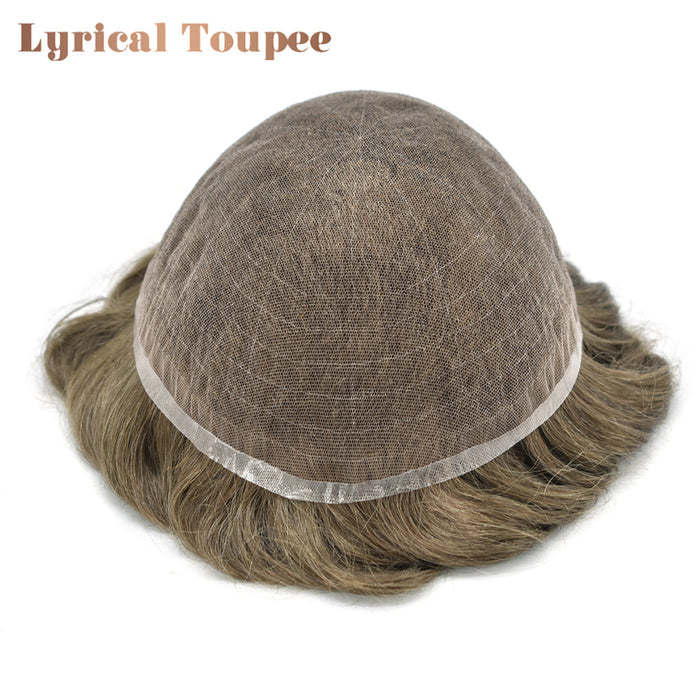 LYRICAL TOUPEE US Stock Full French Lace Toupee for Men Hair System Bleached Knots Natural Hairline Mens Hair Piece