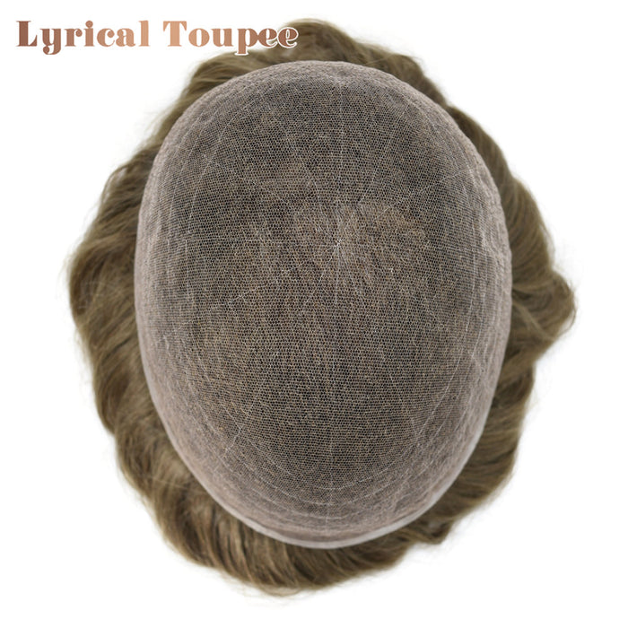 LYRICAL TOUPEE US Stock Full French Lace Toupee for Men Hair System Bleached Knots Natural Hairline Mens Hair Piece