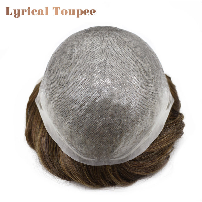 LYRICAL TOUPEE US Stock 0.08mm Thickness Natural& Durable Thin Skin Hair System For Men V-Looped Knots Mens Hairpieces Natural Hairline  Toupee for Men