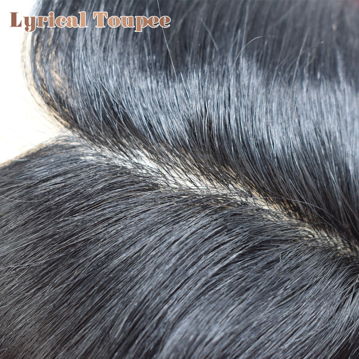 LYRICAL TOUPEE US Stock Toupee for Mens Full PU Injected Human Hairpiece for Men Durable Mens Hair System