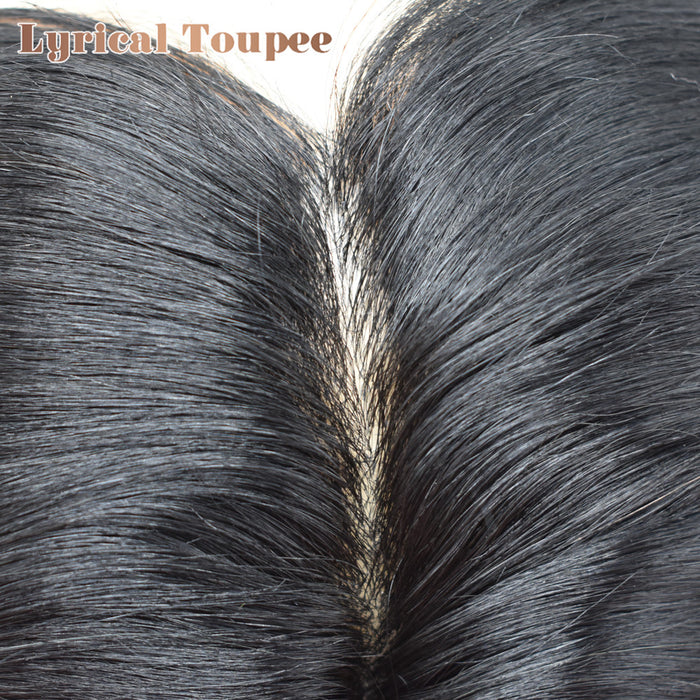 LYRICAL TOUPEE US Stock Toupee for Mens Full PU Injected Human Hairpiece for Men Durable Mens Hair System