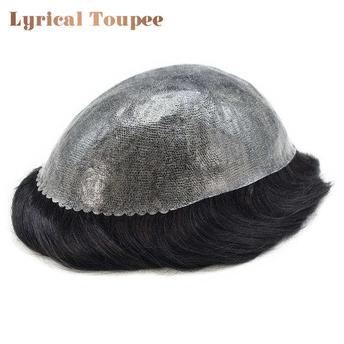 LYRICAL TOUPEE US Stock Toupee for Mens Full PU Injected Human Hairpiece for Men Durable Mens Hair System