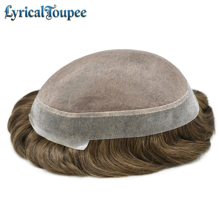 LYRICAL TOUPEE Hair US Stock System For Men Fine Monofilament With PU Hairpieces For Men