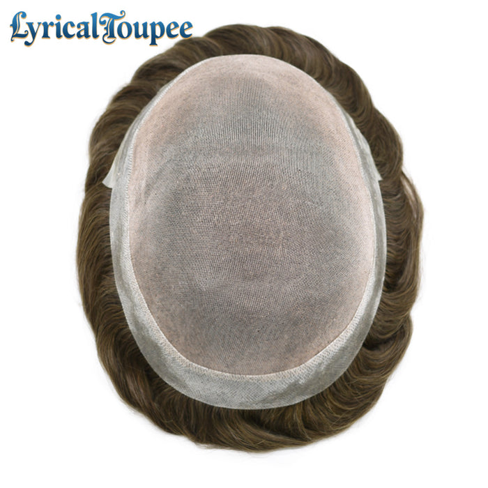 LYRICAL TOUPEE Hair US Stock System For Men Fine Monofilament With PU Hairpieces For Men