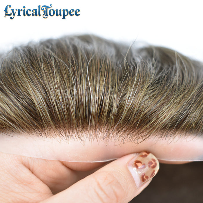 LYRICAL TOUPEE Hair US Stock System For Men Fine Monofilament With PU Hairpieces For Men