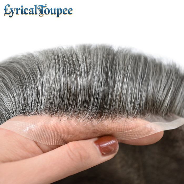 LYRICAL TOUPEE Full Swiss Super Welded Lace Mens Toupee US STOCK Bleached Knots Men Hair Piece Natural looking Toupee for Men