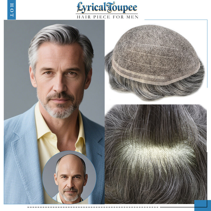 LYRICAL TOUPEE Full Swiss Super Welded Lace Mens Toupee US STOCK Bleached Knots Men Hair Piece Natural looking Toupee for Men