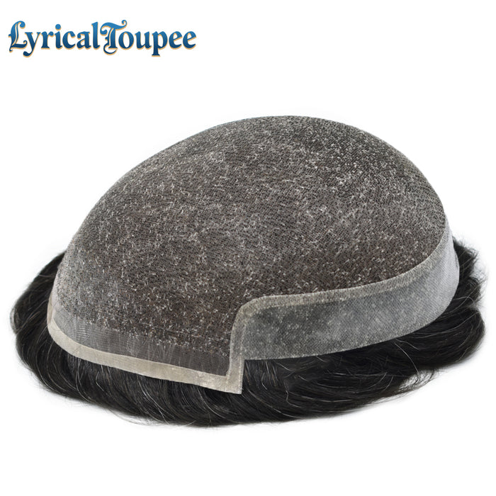 LYRICAL TOUPEE US Stock Hair System For Men Soft Welded Lace Base Front Human Hairpiece Bleached Knot Natural Hairline Hair System