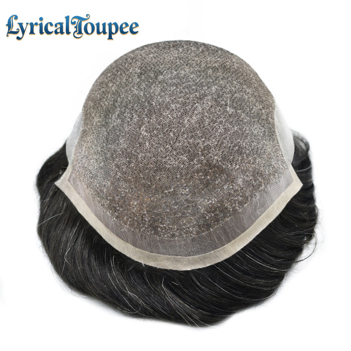 LYRICAL TOUPEE US Stock Hair System For Men Soft Welded Lace Base Front Human Hairpiece Bleached Knot Natural Hairline Hair System