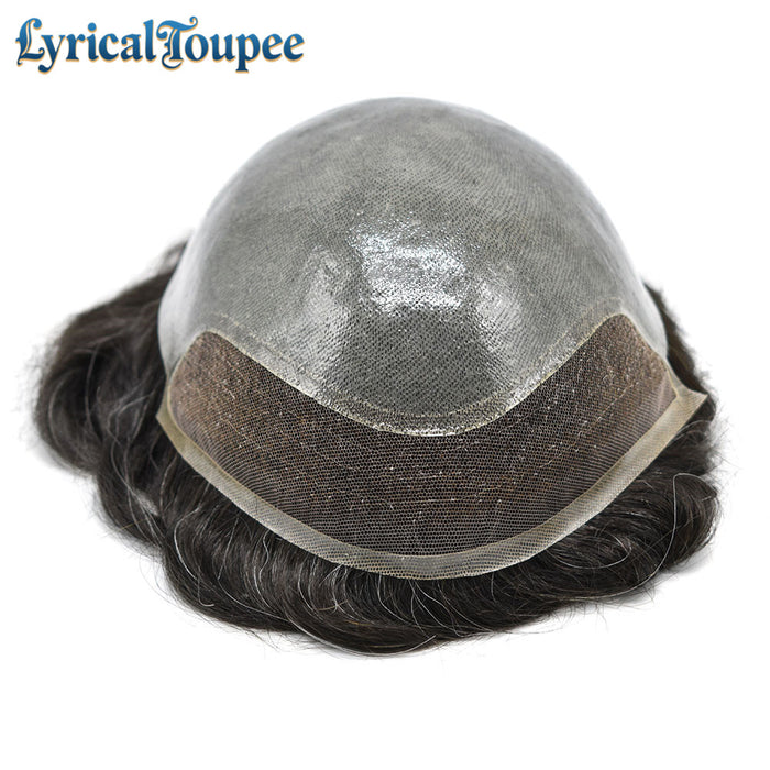 LYRICAL TOUPEE US Stock Mens Toupee Lace Front Skin Hair System for Men 0.06mm Thin Skin V-looped Mens Hairpieces