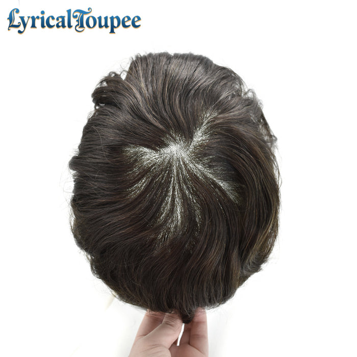 LYRICAL TOUPEE US Stock Mens Toupee Lace Front Skin Hair System for Men 0.06mm Thin Skin V-looped Mens Hairpieces