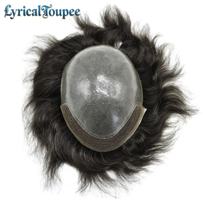 LYRICAL TOUPEE US Stock Mens Toupee Lace Front Skin Hair System for Men 0.06mm Thin Skin V-looped Mens Hairpieces