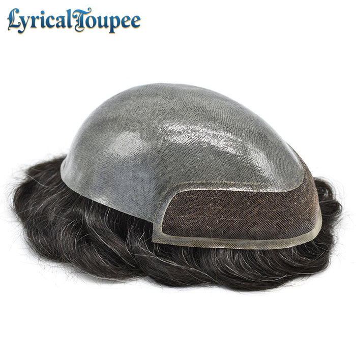 LYRICAL TOUPEE US Stock Mens Toupee Lace Front Skin Hair System for Men 0.06mm Thin Skin V-looped Mens Hairpieces