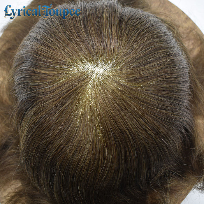 LYRICAL TOUPEE System for Mens Hair Piece US STOCK Monofilament with PU Coating(NPU) Toupee Folded Lace Front Natural Hairline Mens Toupee